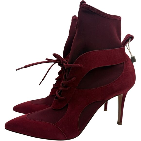 GIANVITO ROSSI Jenna Suede Paneled Stretch Knit Sock Boots In Brick Size 37 - Picture 8 of 14